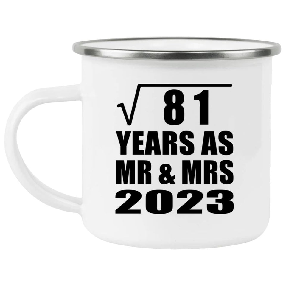 9th Anniversary Square Root of 81 Years As Mr & Mrs 2023 - 12oz Camping Mug
