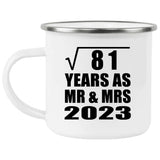 9th Anniversary Square Root of 81 Years As Mr & Mrs 2023 - 12oz Camping Mug