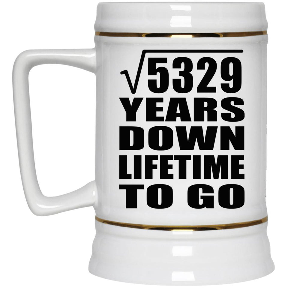 73rd Anniversary Square Root of 5329 Years Lifetime To Go - Beer Stein
