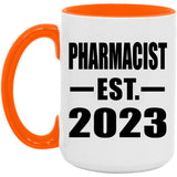Pharmacist Established EST. 2023 - 15oz Accent Mug Orange