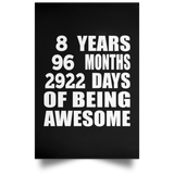 8th Birthday 8 Years 96 Months 2922 Days Of Awesome - Poster Portrait