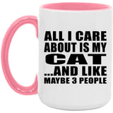 All I Care About Is My Cat - 15oz Accent Mug Pink