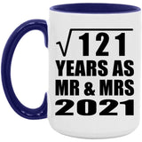 11th Anniversary Square Root of 121 Years As Mr & Mrs 2021 - 15oz Accent Mug Purple