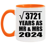 61st Anniversary Square Root of 3721 Years As Mr & Mrs 2024 - 11oz Accent Mug Orange