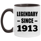111th Birthday Legendary Since 1913 - 11oz Accent Mug Black