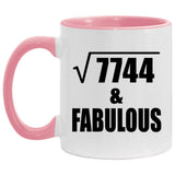 88th Birthday Square Root of 7744 & Fabulous - 11oz Accent Mug Pink