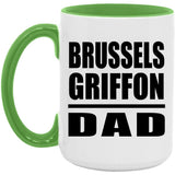Brussels Griffon Dad - 15oz Accent Mug Green