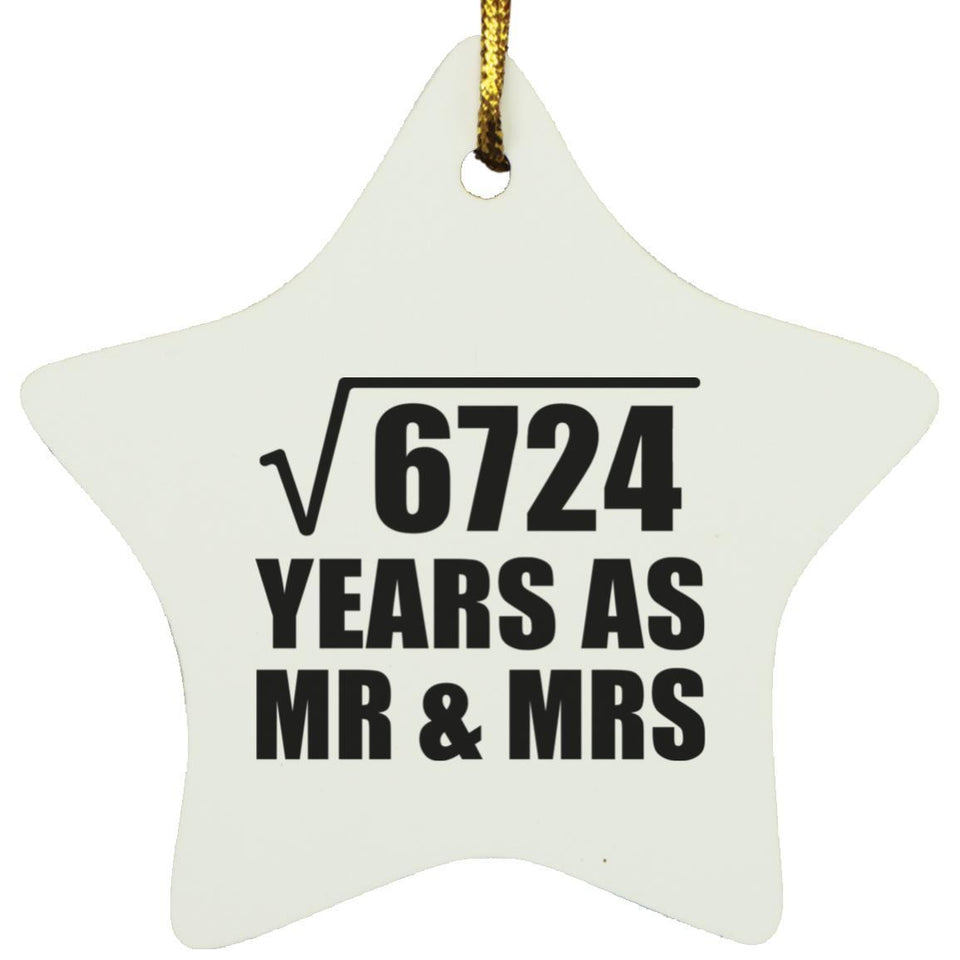 82nd Anniversary Square Root of 6724 Years As Mr & Mrs - Star Ornament