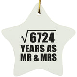 82nd Anniversary Square Root of 6724 Years As Mr & Mrs - Star Ornament