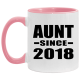 Aunt Since 2018 - 11oz Accent Mug Pink