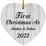 First Christmas As Mother & Father 2022 - Heart Ornament F