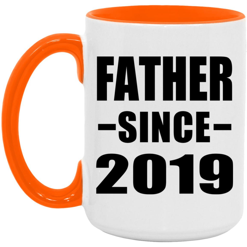 Father Since 2019 - 15oz Accent Mug Orange