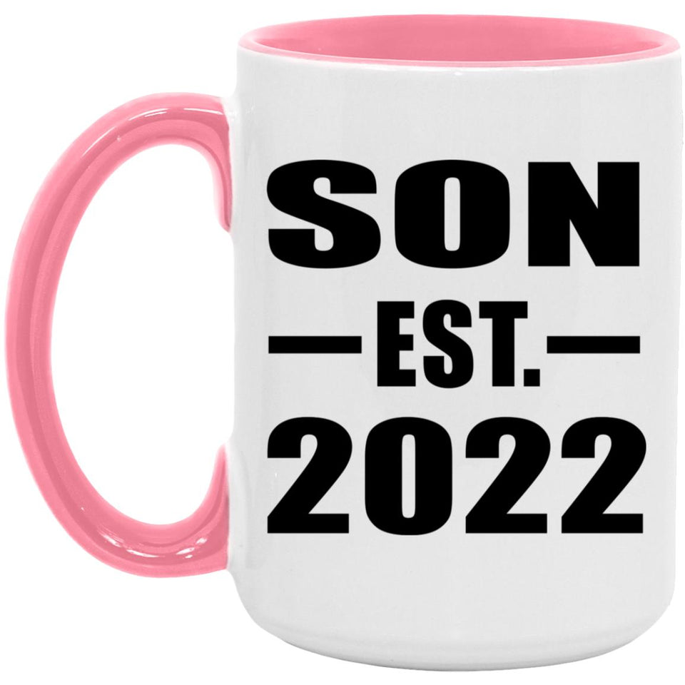 Son Established EST. 2022 - 15oz Accent Mug Pink