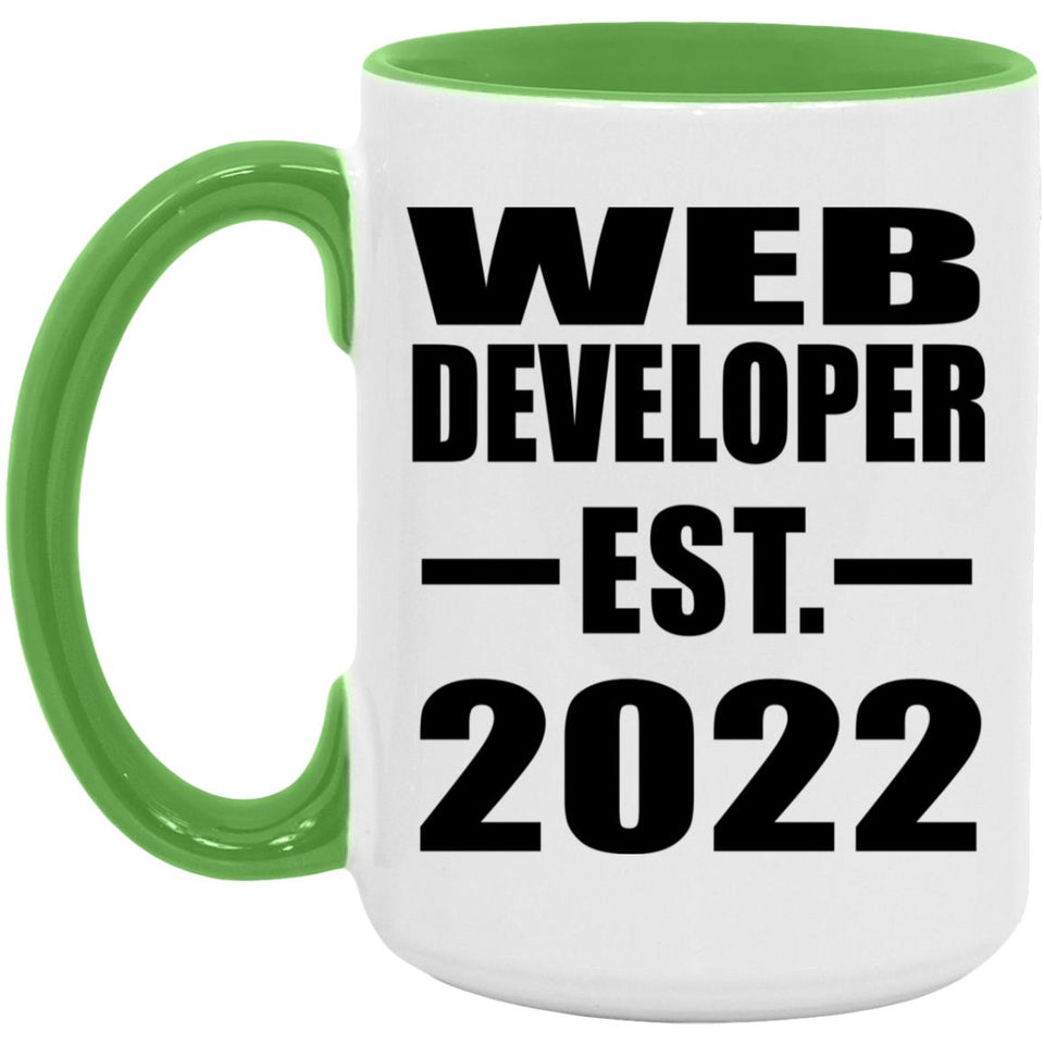 Web Developer Established EST. 2022 - 15oz Accent Mug Green