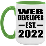 Web Developer Established EST. 2022 - 15oz Accent Mug Green