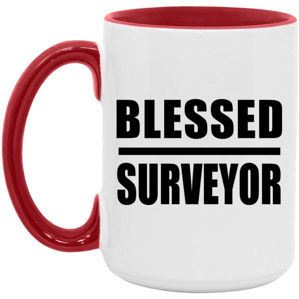 Blessed Surveyor - 15oz Accent Mug Red