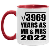 63rd Anniversary Square Root of 3969 Years As Mr & Mrs 2022 - 11oz Accent Mug Red