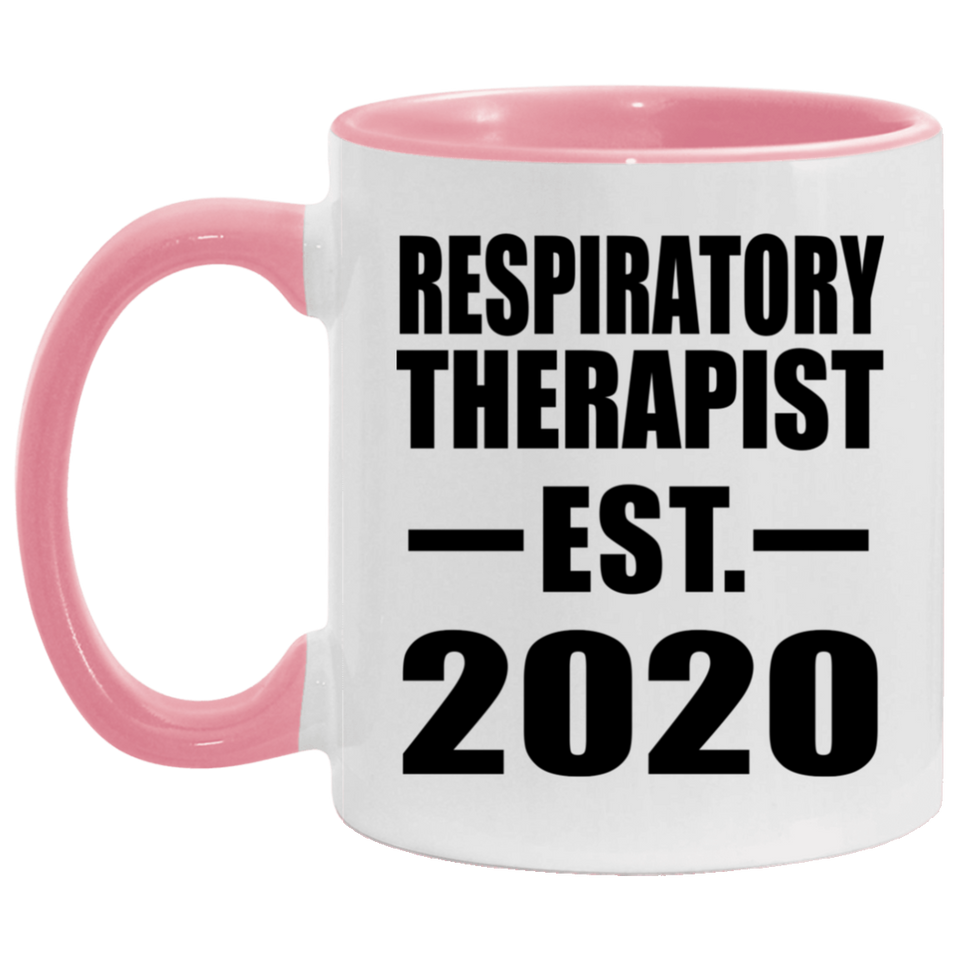 Respiratory Therapist Established EST. 2020 - 11oz Accent Mug Pink