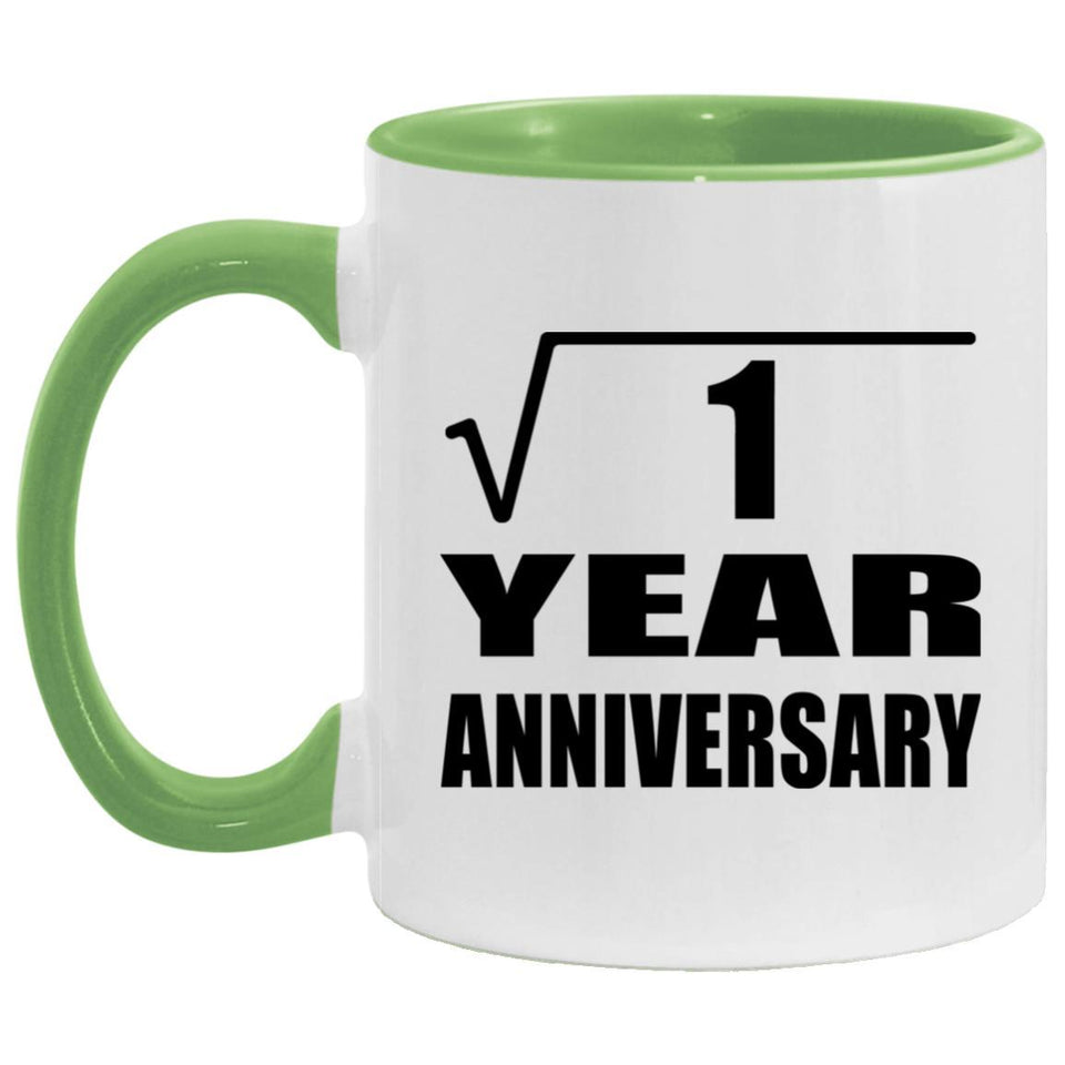 1st Anniversary Square Root of 1 Year Anniversary - 11oz Accent Mug Green