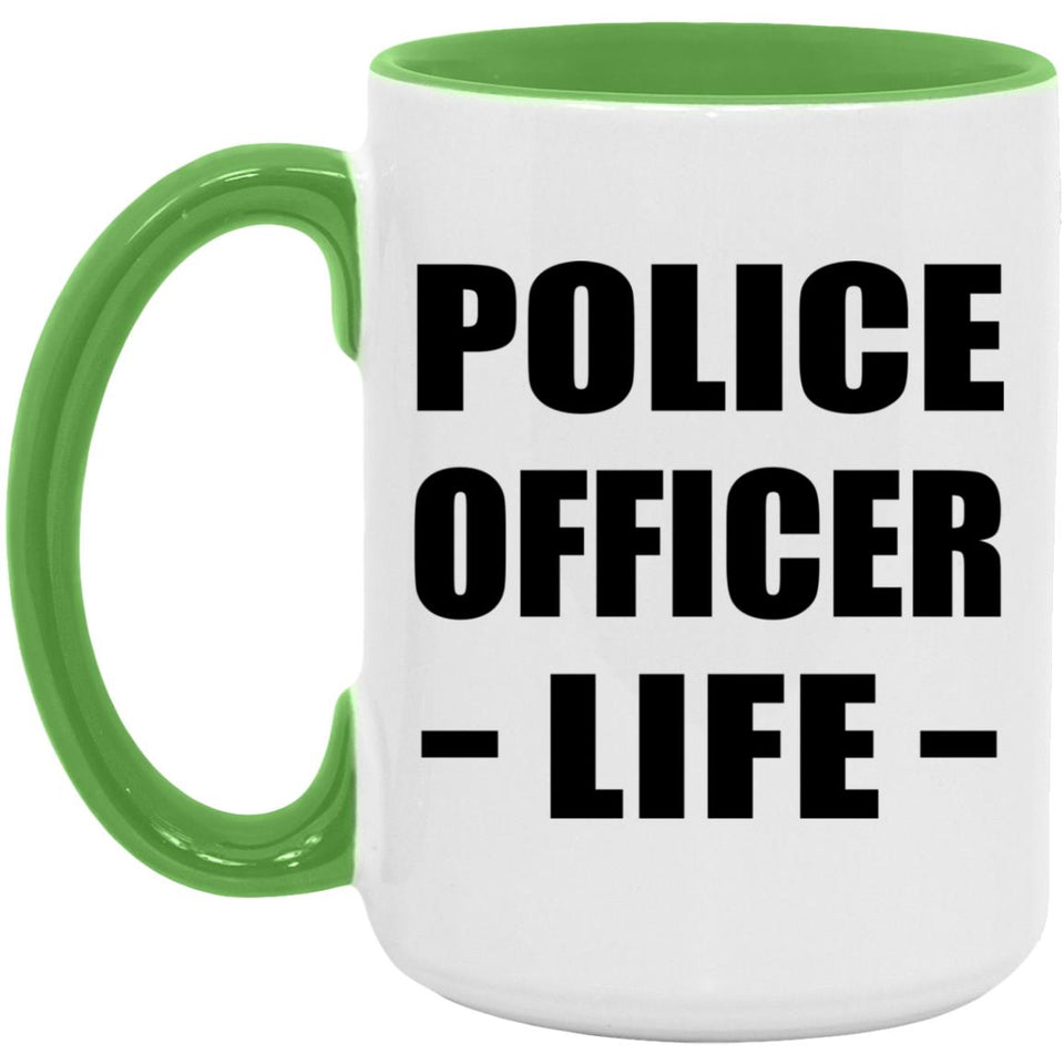 Police Officer Life - 15oz Accent Mug Green