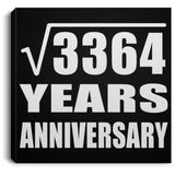 58th Anniversary Square Root of 3364 Years Anniversary - Canvas Square