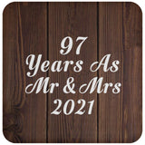 97th Anniversary 97 Years As Mr & Mrs 2021 - Drink Coaster D