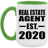 Real Estate Agent Established EST. 2020 - 15oz Accent Mug Green