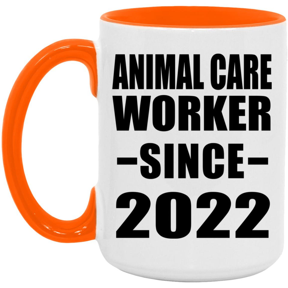 Animal Care Worker Since 2022 - 15oz Accent Mug Orange