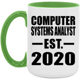 Computer Systems Analyst Established EST. 2020 - 15oz Accent Mug Green