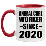 Animal Care Worker Since 2020 - 11oz Accent Mug Red