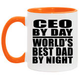 CEO By Day World's Best Dad By Night - 11oz Accent Mug Orange