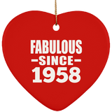 66th Birthday Fabulous Since 1958 - Heart Ornament