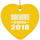 Insurance Underwriter Since 2018 - Heart Ornament