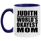 Judith World's Okayest Mom - 11oz Accent Mug Purple