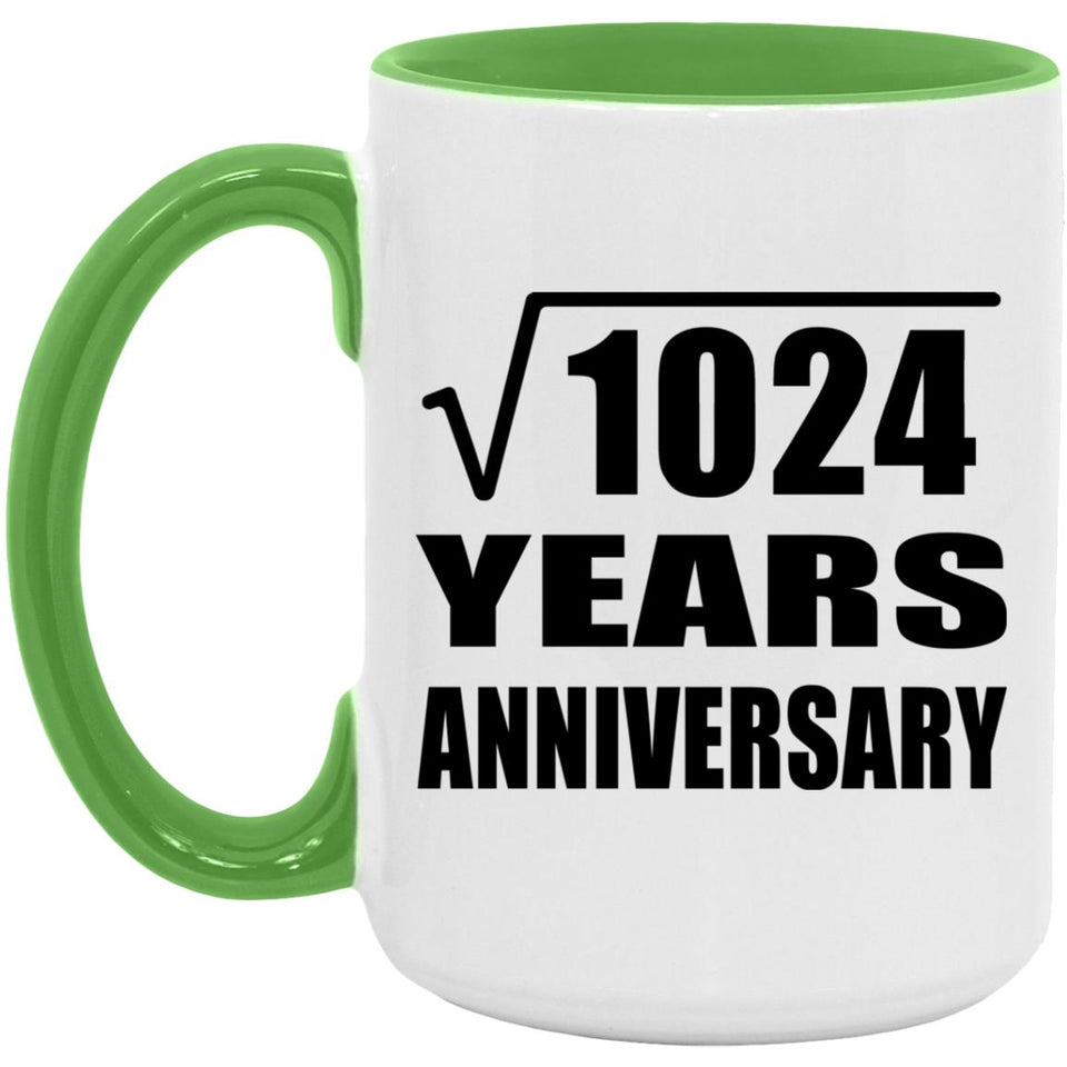 32nd Anniversary Square Root of 1024 Years Anniversary - 15oz Accent Mug Green