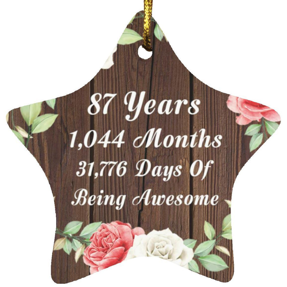 87th Birthday 87 Years 1,044 Months 31,776 Days Of Awesome - Star Ornament A