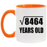 92nd Birthday Square Root of 8464 Years Old - 11oz Accent Mug Orange