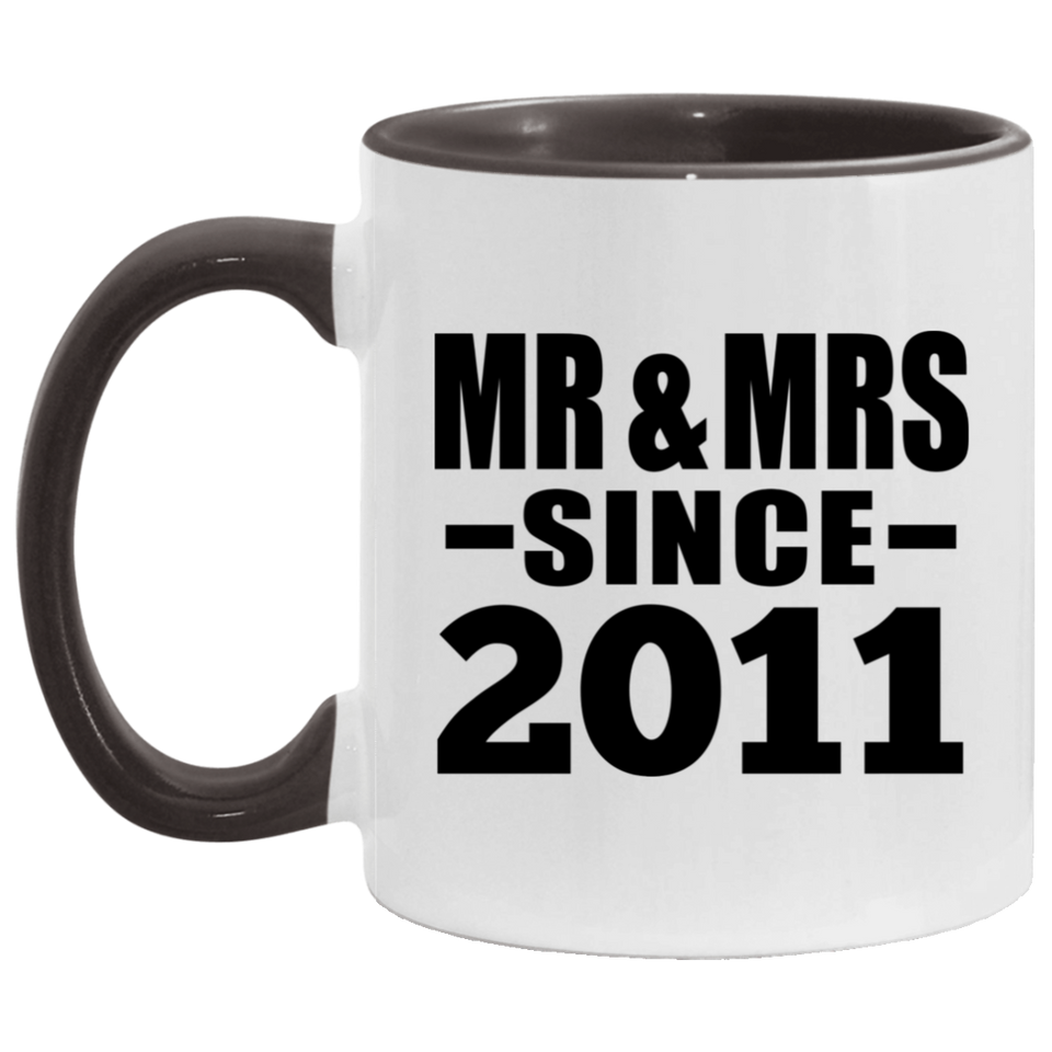 13th Anniversary Mr & Mrs Since 2011 - 11oz Accent Mug Black
