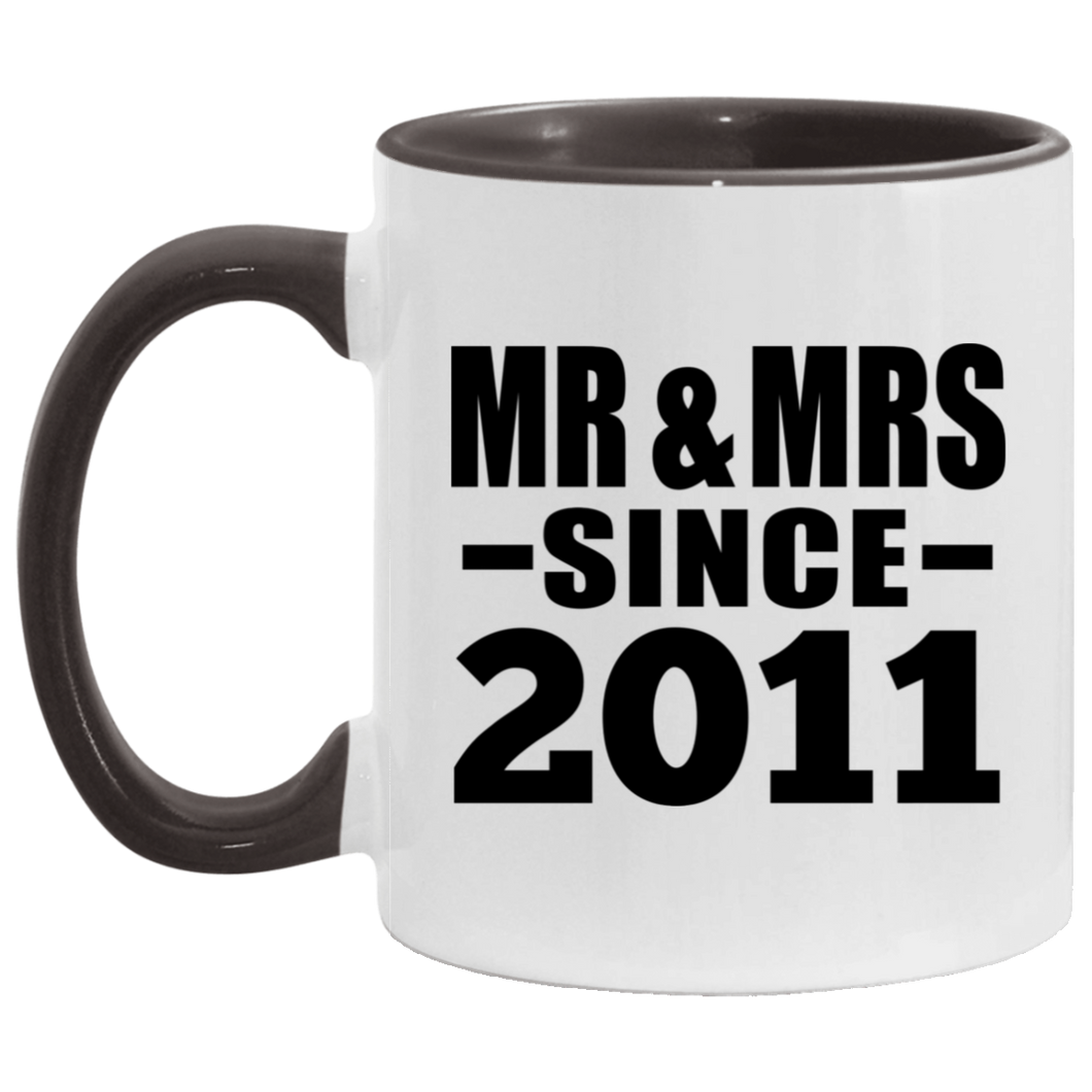 13th Anniversary Mr & Mrs Since 2011 - 11oz Accent Mug Black