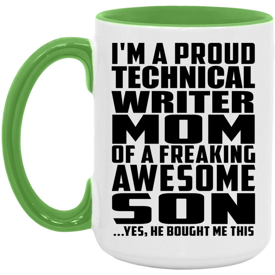 Proud Technical Writer Mom Of Awesome Son - 15oz Accent Mug Green