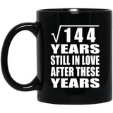 12th Anniversary Square Root of 144 Years Still In Love - 11oz Coffee Mug Black
