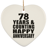 Happy 78th Anniversary 78 Years & Counting - Heart Ornament