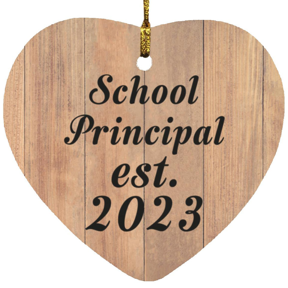 School Principal Established Est. 2023 - Heart Ornament C