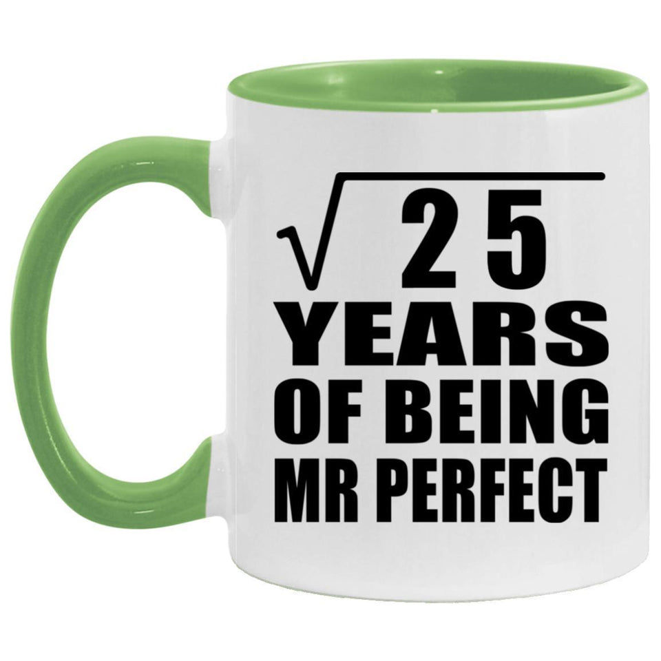 5th Anniversary Square Root of 25 Years of Mr Perfect - 11oz Accent Mug Green