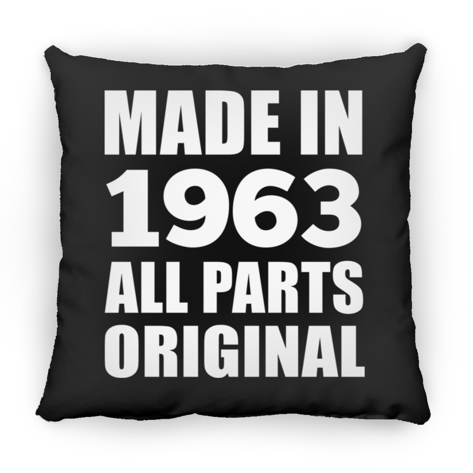 61st Birthday Made in 1963 All Parts Original - Throw Pillow Black