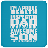 Proud Health Inspector Dad Of Awesome Son - Drink Coaster