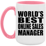 World's Best Online Sales Manager - 15oz Accent Mug Pink