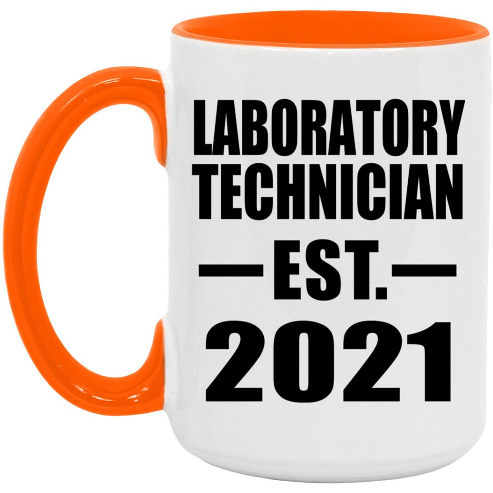 Laboratory Technician Established EST. 2021 - 15oz Accent Mug Orange