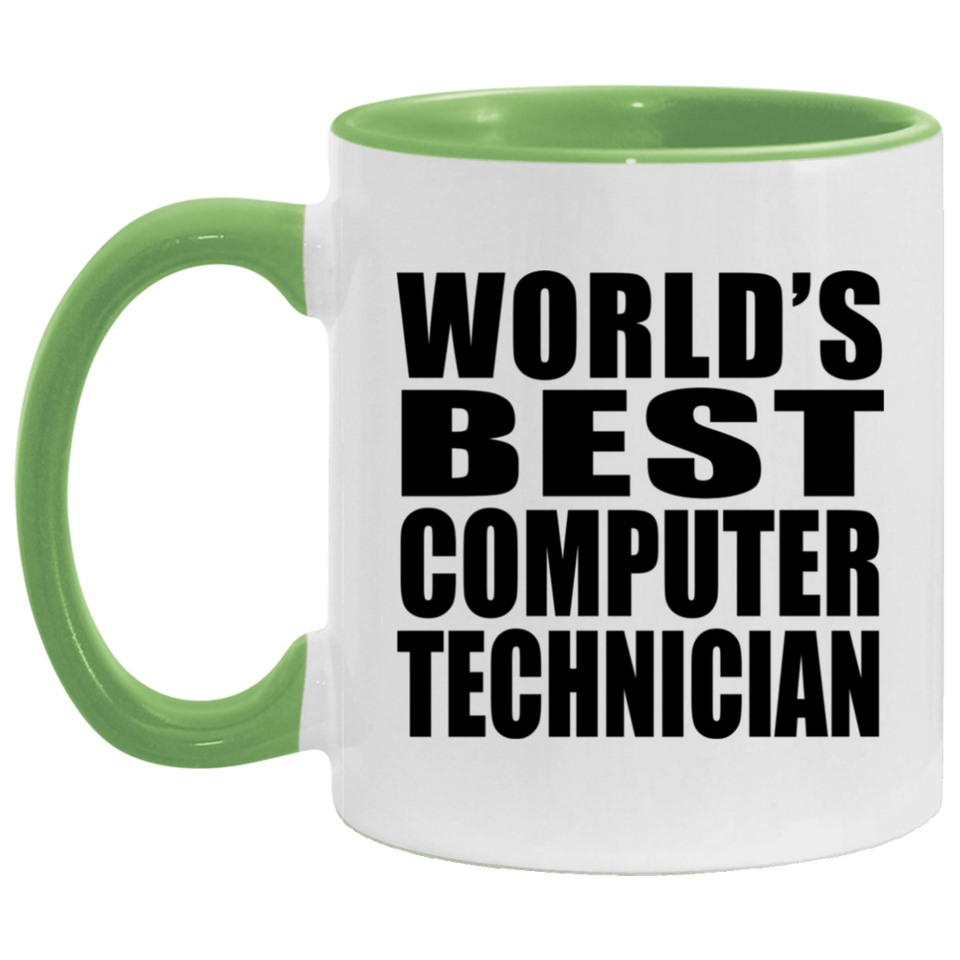 World's Best Computer Technician - 11oz Accent Mug Green