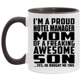 Proud Hotel Manager Mom Of Awesome Son - 11oz Accent Mug Black